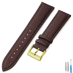 Premium Genuine Leather Watch Band for Men and Women - High-Quality Strap with Tool Included (Brown-G)