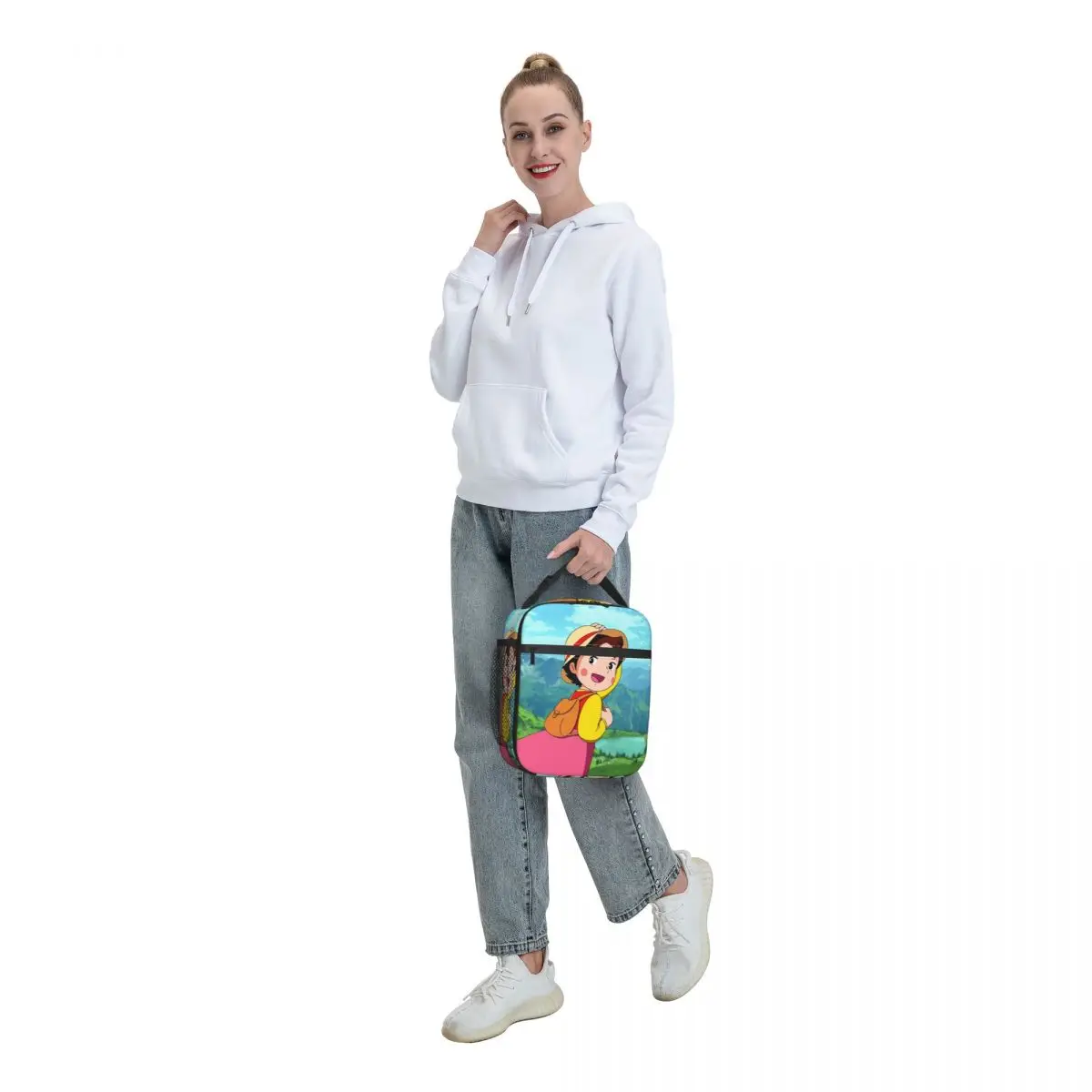 Alps Mountain Happy Girl Heidi Insulated Lunch Bags for Work School Anime Cartoon Leakproof Cooler Thermal Bento Box Women Kids