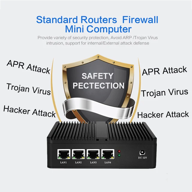 BEBEPC Mini PC senza ventola Router firewall Intel Celeron J1900 N2830 4 LAN Pfsense Ubuntu Windows 10 Computer industriale PC 3