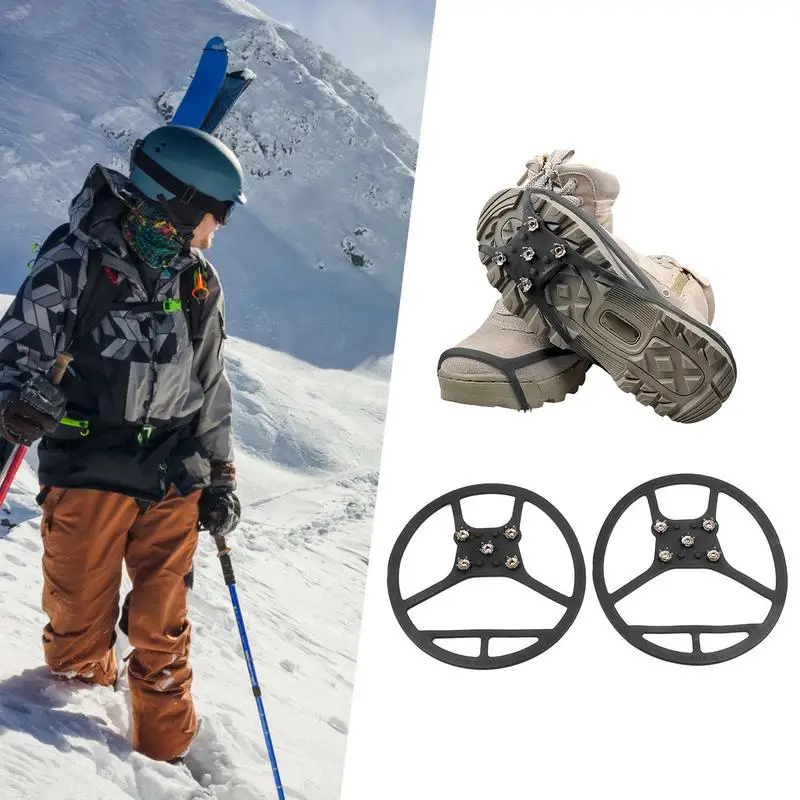 

Unisex 5 Teeth Ice Gripper For Shoes Crampons Ice Gripper Spike Grips Cleats For Snow Studs Non-Slip Climbing Hiking Shoes Cover