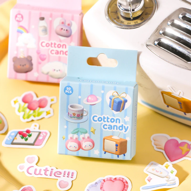 

50 PCS Kawaii Marshmallow Animal Decorative Stickers Scrapbooking Material Label Diary Stationery Album Phone Journal Planner