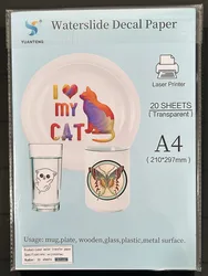 Blue Color Waterslide Decal Paper Sticker A4 Transparent Laser Printer Water Slide Decals Printable Transfer Paper Sheet Nails