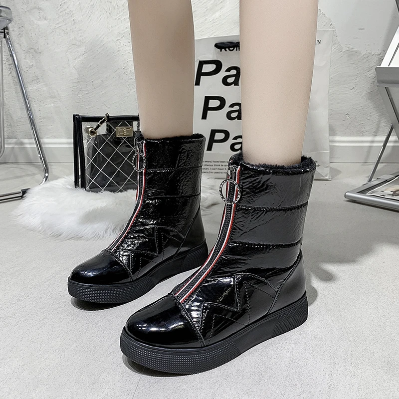 Women Snow Boots Platform Winter Boots Thick Plush Waterproof Slip Winter Shoes High Girls Warm Fur 2023 Female Shoes for Women