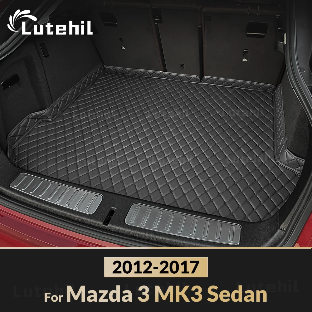 

Lutehil High Quality Leather Car Trunk Mat For Mazda 3 MK3 Sedan 2012-2017 13 14 15 16 Car Accessories Auto Interior Decoration