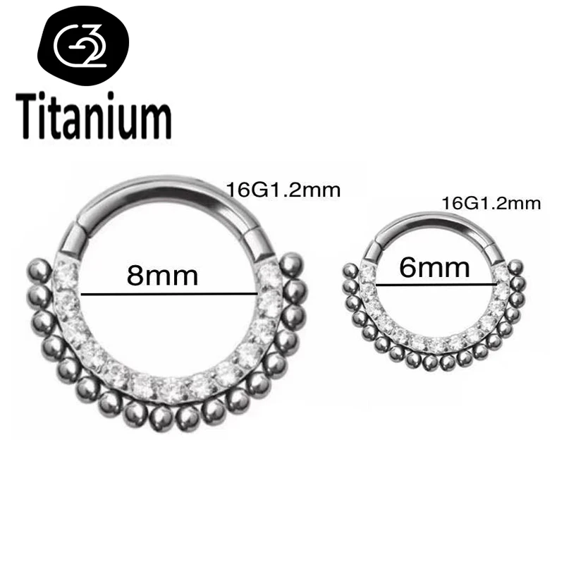 G23 Titan Piercing Nasenringe Clicke Septum Hoops Körperschmuck Ohrringe ASTM F136 16G Knorpel Tragus Membran Titan Scharnier – Detail 5