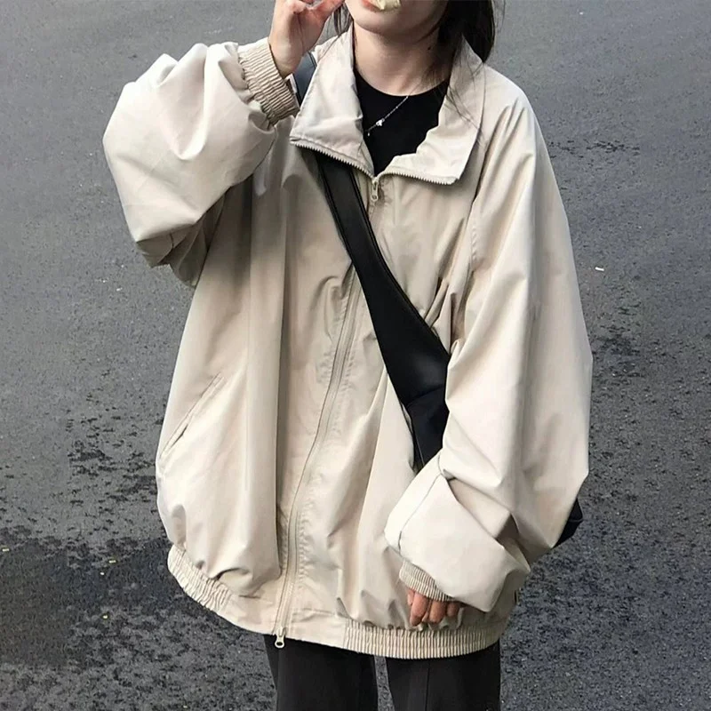 American Retro Work Jacket Assault Jacket 2024 Spring Autumn New Loose and Popular Small Jacket Solid Color for Women Commuting