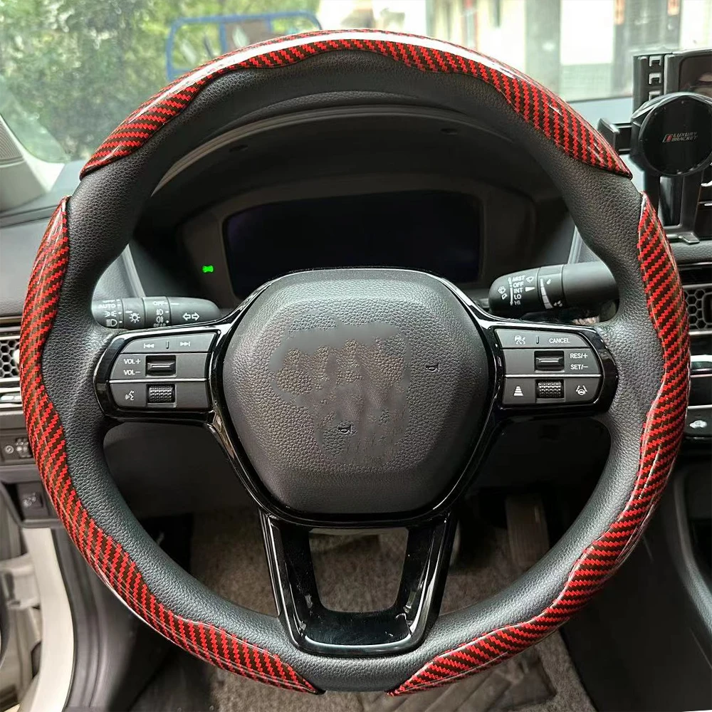 2/3PCS Carbon Fiber Silicone Car Steering Wheel Cover 38cm, steering wheel cover