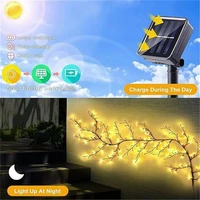 96 LEDS Solar Willow Vine Light Outdoor Waterproof String Fairy Light 8 Lighting Modes For Wall Balcony Garden DIY Decorations 3