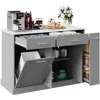 Kitchen Island with Trash Can Storage, 52" Rolling Kitchen Island on Wheels with Marble Countertop & Pull Out Spice Rack 1