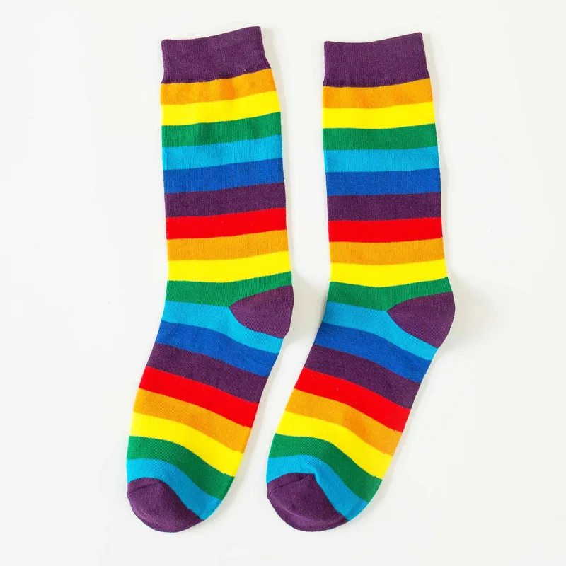 Colorful Rainbow Striped Cotton Sport Socks