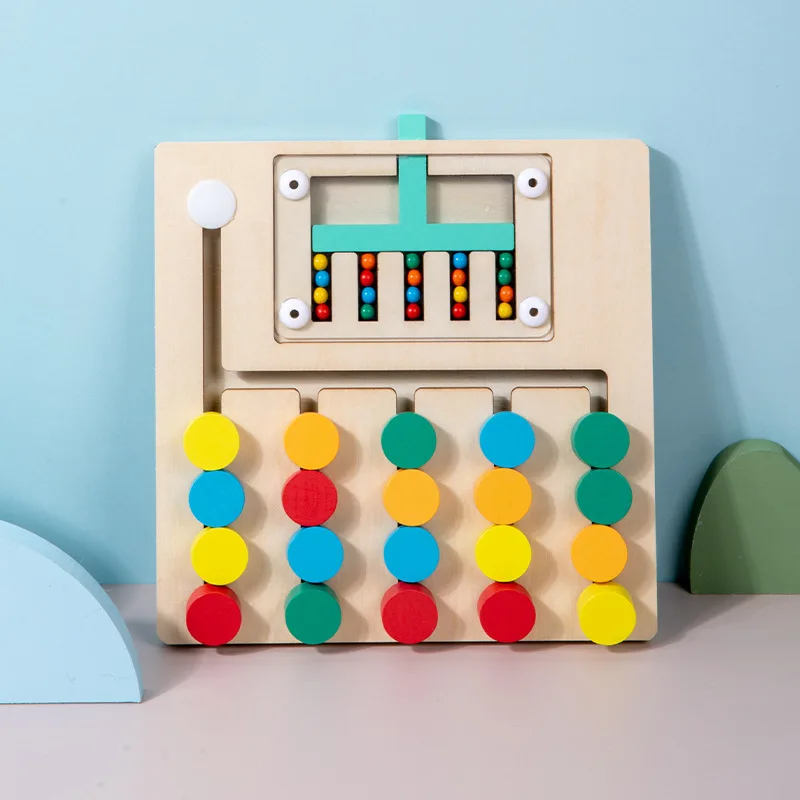 Montessori Wooden Color Matching Puzzles, Logic Game,Thinking Training Enlightenment Hand-eye Coordination Early Educational Toy 6