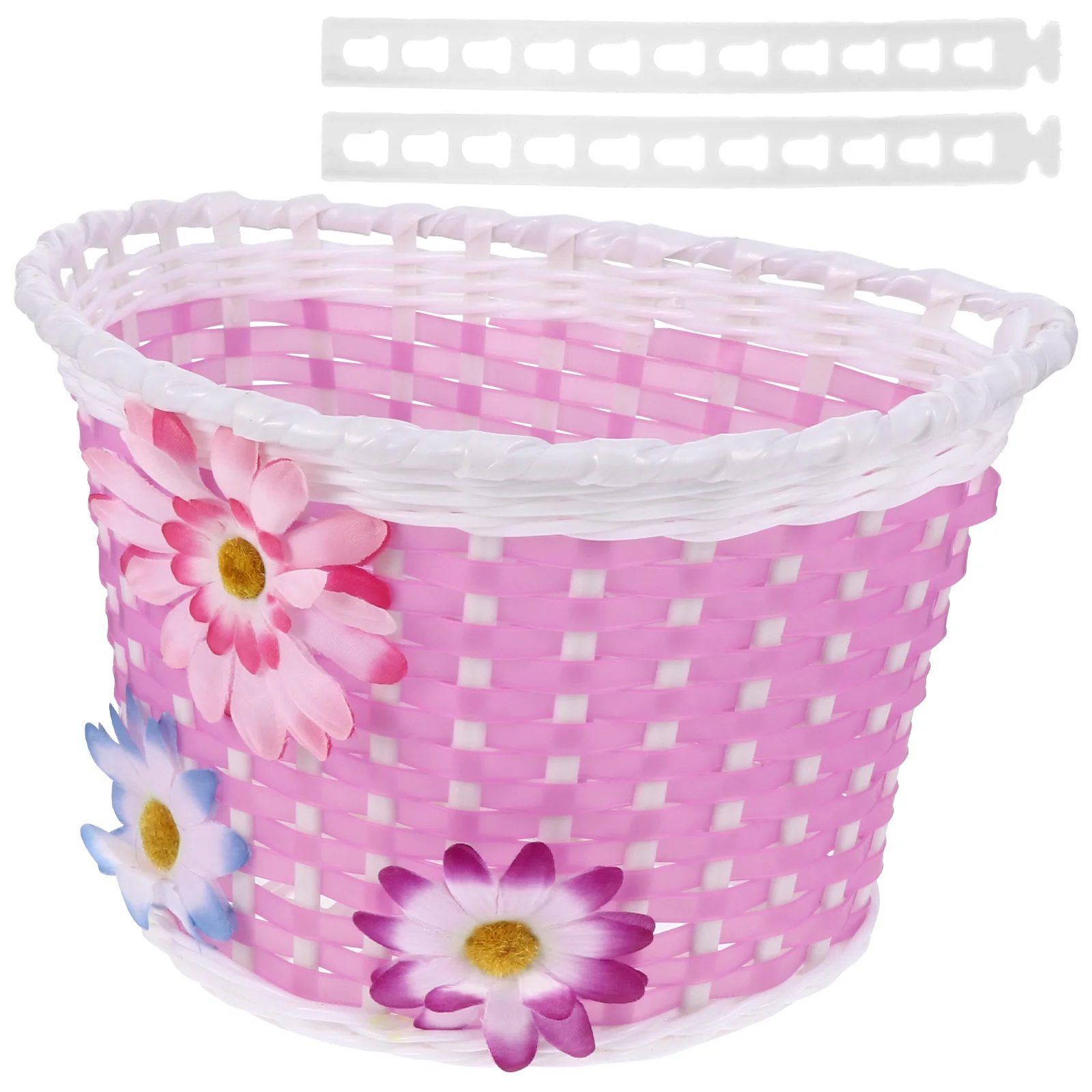 

Basket Bikehandlebar Kids Girls Front Storage Wicker Cup Purple Flowers Pink Holder Small Adult Belt Kit Pounds Lbs