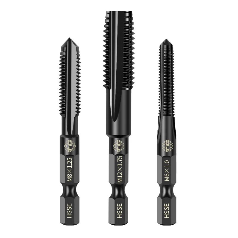 3피스 6542 고속도강 육각 샹크 직선 플루트 탭 세트 M3M10 스테인리스강 주철 나사 가공 공구