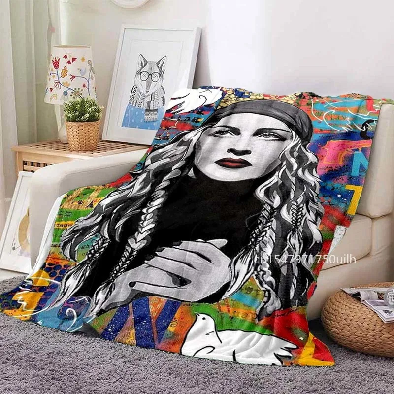 

Queen of Pop M-Madonna Blanket American Singer Music Series Flannel Blanket Portable Home Sofa Travel Camping Blanket