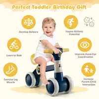 DORTALA Cute Baby Balance Bike 4 Wheels Childrens Bicycle Toddlers Riding Toy w/No Pedal Green/Pink/Yellow 6