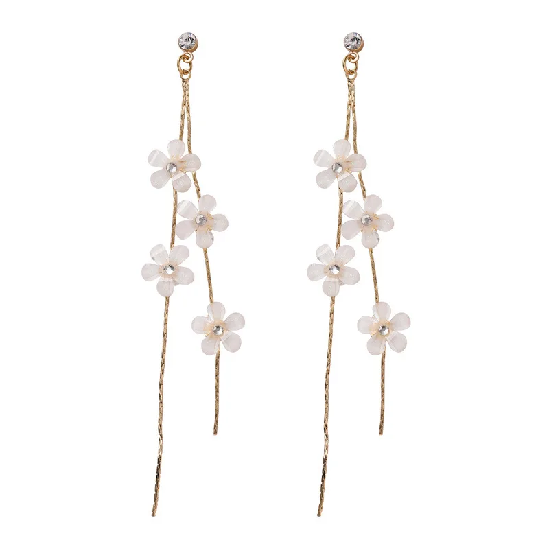 Long Tassel Petal Ear Clips Earrings No Hole Simple Long Flower Clip on Earrings Without Piercing for Wedding ear clip earrings clip earrings ear clip ear accessories