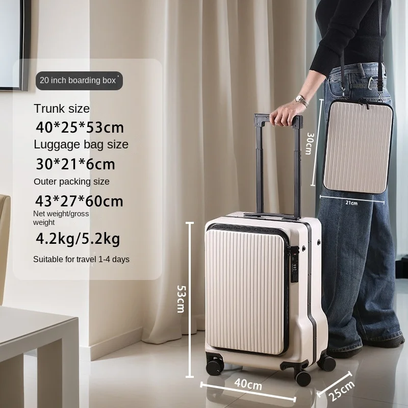2025 New Shaped Front Opening Suitcase with Guillotine Hanging Bag