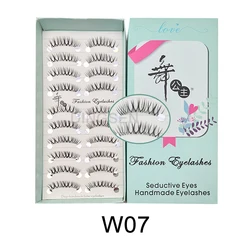 Dramatic Cat Eye Winged False Eyelashes - 10 Pairs with Clear Band (W07)