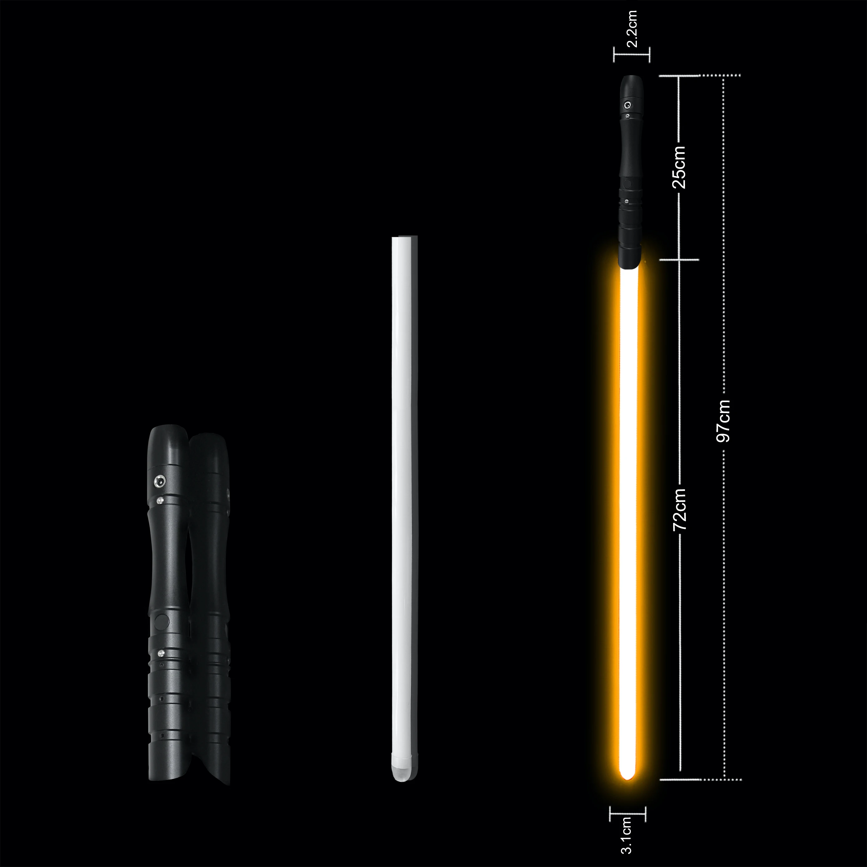 YDD Black handle Orange Sword Light Heavy Dueling Fx Metal Lightsaber All Saints Christmas toy gift for children
