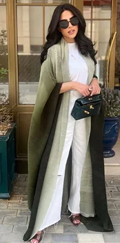 Miyake Fold Long Sleeve Trench Coat Women 2024 Fall New Gradual Color Scarf Bat Sleeve Coat