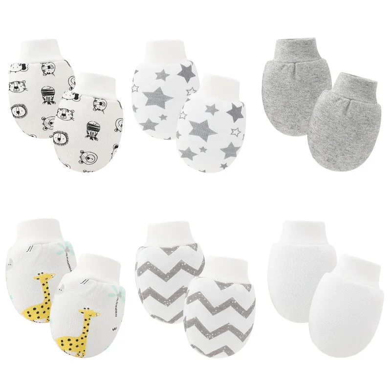 6Pairs/lot Newborn Gloves Protection Face Baby Boy Mittens Soft Cotton Anti-Scratch Gloves Cartoon Printed Girls Infant Supplies 5