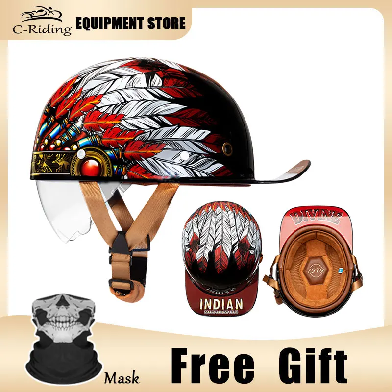 

Motorcycle Helmets For Adult Motorbike Helmet HD Visors Half Face Helmet Capacete De Moto Baseball Cap Personality Casco Moto