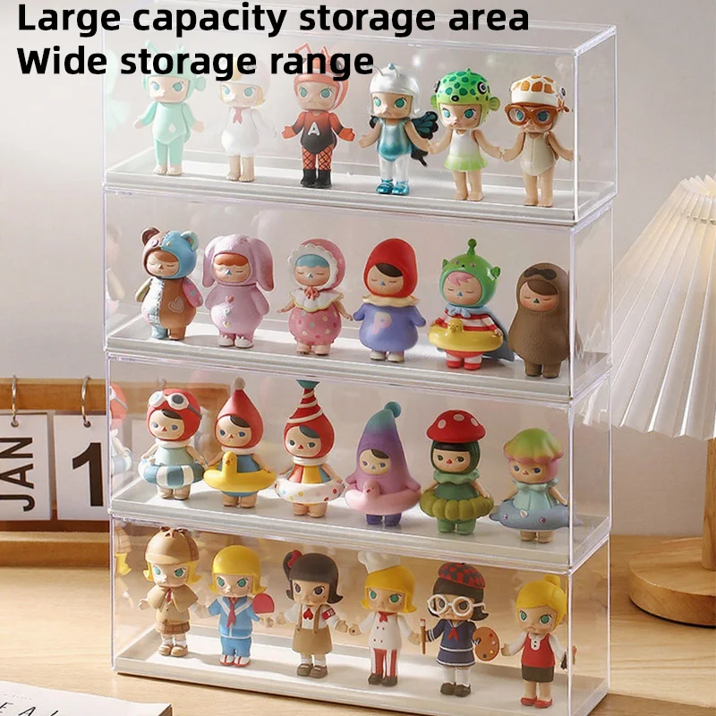 Handmade Double-Layered Display Stand for Toys and Collectibles - Transparent Dustproof Storage Box