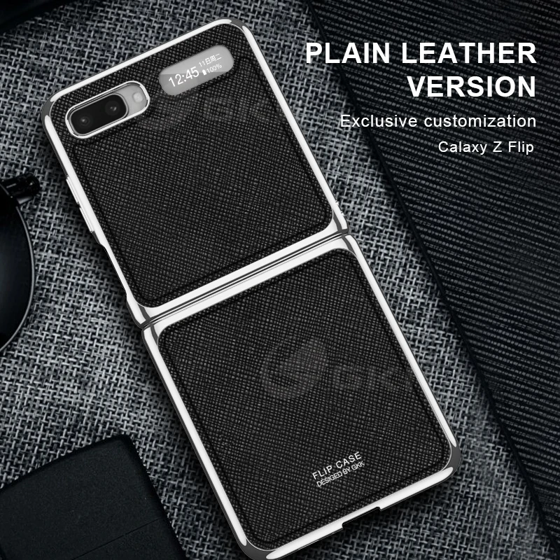 

GKK Original Leather Plating Edge Fold Case For Samsung Galaxy Z Flip Simple Fashion Hard Cover For Samsung Z Flip Cases Fundas