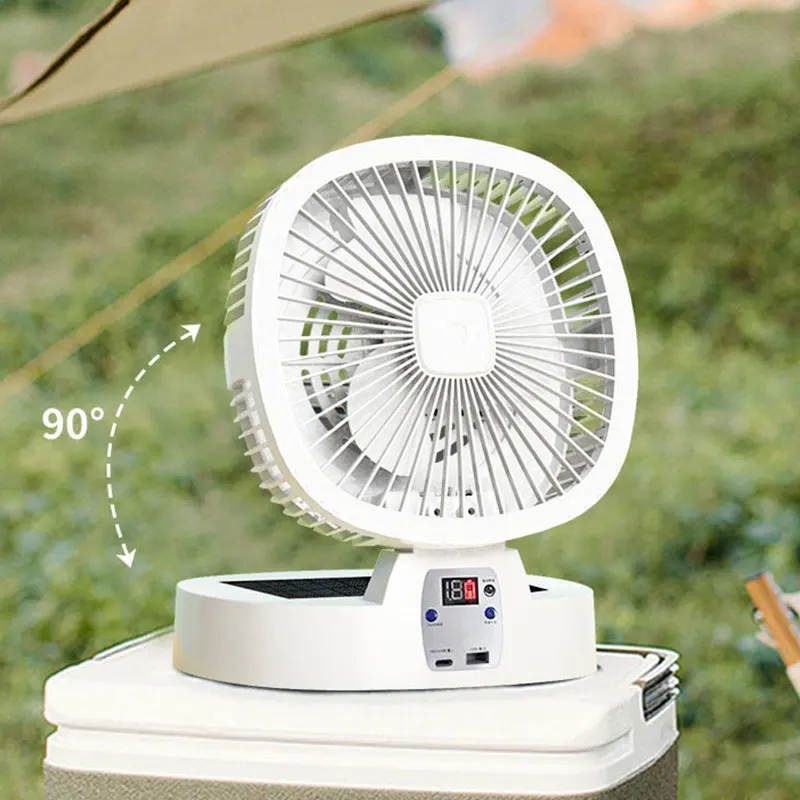 New Outdoor Camping Fan 5000mAh Solar Rechargeable Wireless Portable  Desktop Electric Fan 5 Speed Ventilador with Remote Control - AliExpress