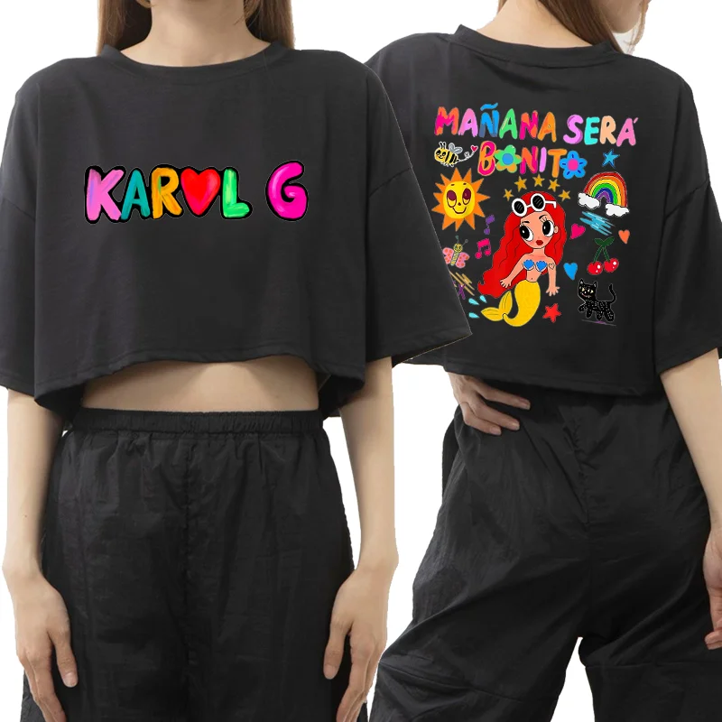 

New cartoon Manana Sera Bonito short T-shirt Karol G women's revealing T-shirt cute mermaid T-shirt shirt