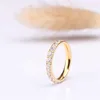 TIGRADE 18K Gold Plated Rings for Women Pure Titanium 3mm Ring Cubic Zirconia Anniversary Engagement Wedding Band anillos mujer 2