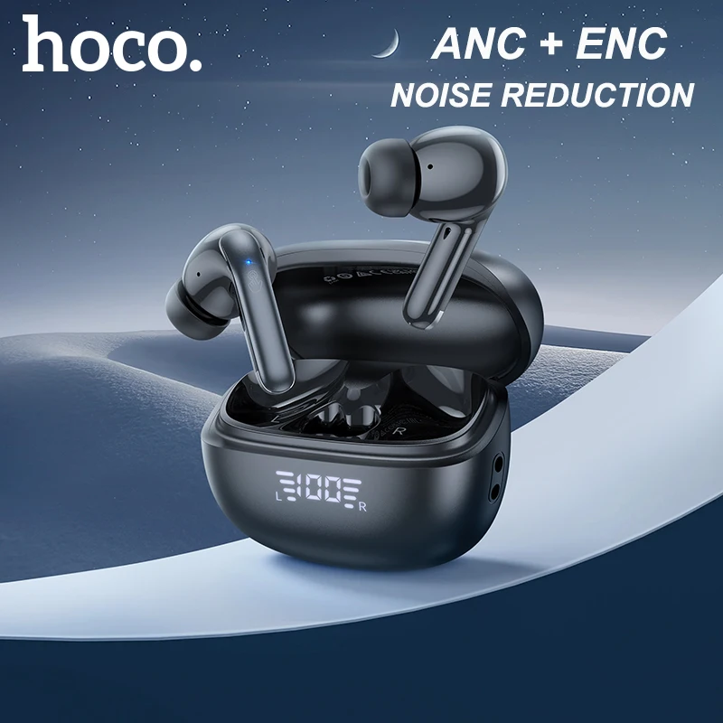

HOCO EQ5 ANC+ENC Bluetooth 5.3 Wireless Earphone Active Noise Cancellation Hifi Stereo Sound Dual Microphone Music Sport Earbuds