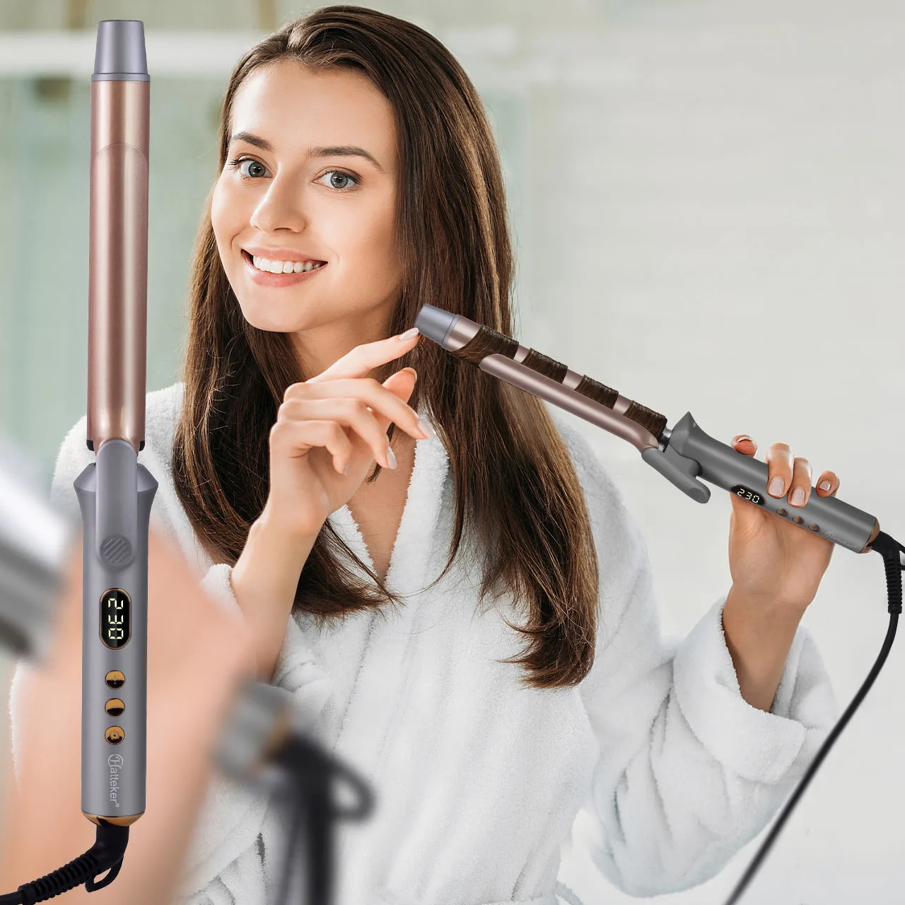 Hatteker Hair Curler Large Volume Does Not Hurt The Hair Perm Negative Ion 25mm Bangs Lasting Syling Electric Curling Iron