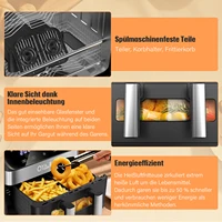 Friteuse à air 10 L avec séparateur amovible, fenêtre de visualisation, affichage tactile LED numérique, 12 fonctions, circulation d'air chaud, 2600 W 5