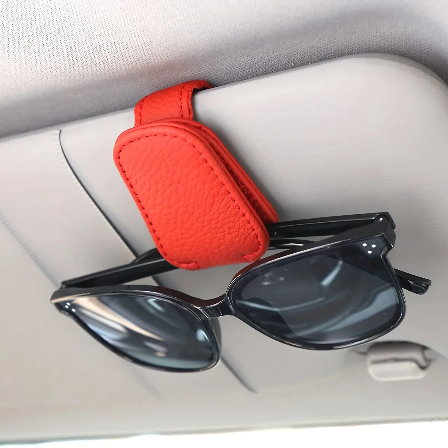 Magnetic Genuine Leather Car Visor Sunglasses Holder