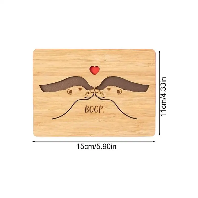 Wooden Greeting Card Romantic Otters Pattern Card Valentines Day Card With Envelope For Husband Wife Boyfriend Girlfriend Happy