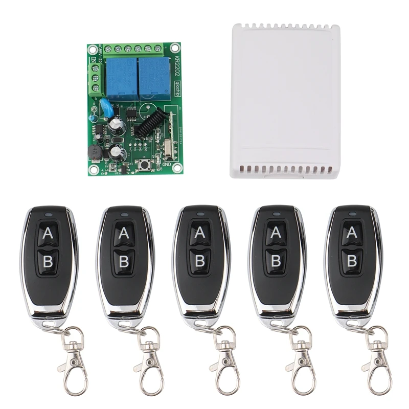 

Универсальный беспроводной пульт дистанционного управления, 433 МГц, 220 В переменного тока, 2-канальный релейный модуль приемника для лампы гаражной двери