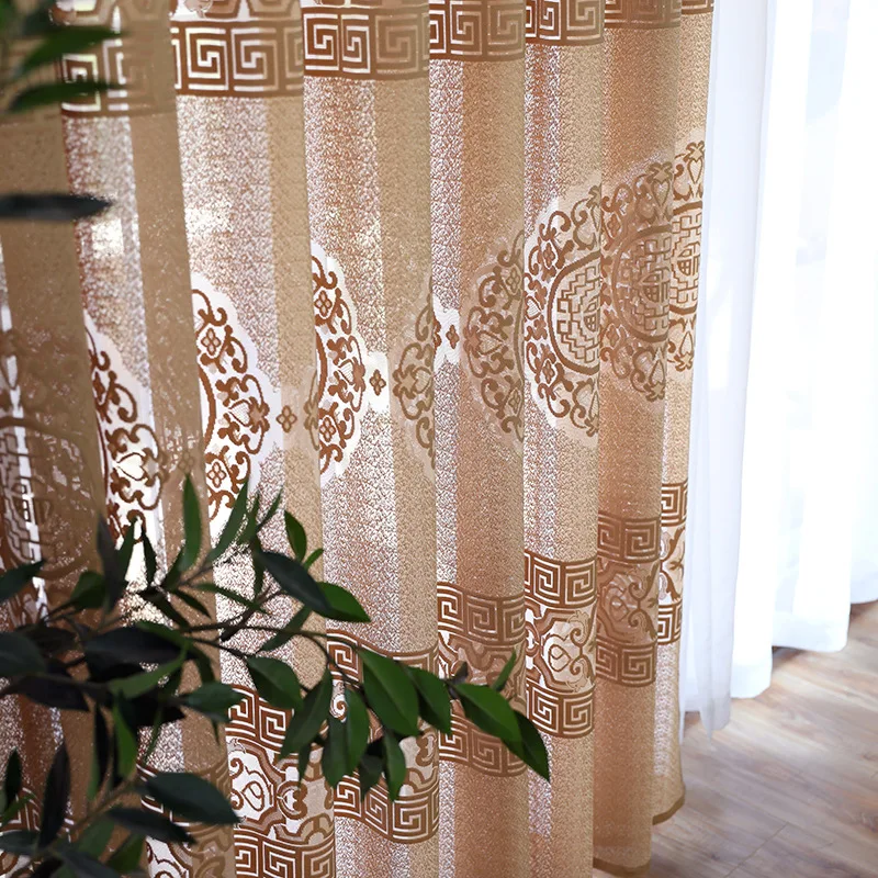 

Chinese wind gauze curtain bedroom living room thickened jacquard new Chinese classical elegant curtain gauze curtain