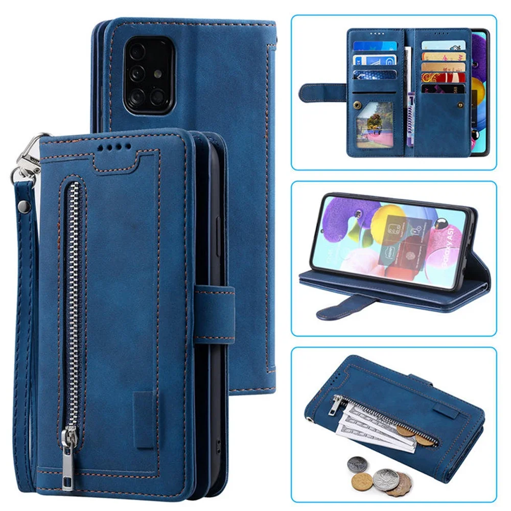 For Samsung A52S A71 A51 A32 A12 5G Zipper Wallet Leather Case For Samsung Galaxy A52 Case A22 A 70 50 30 S A21S A31 A41 Cover