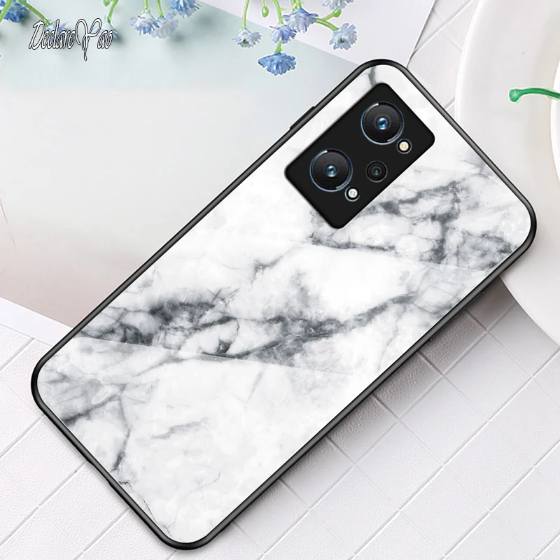 Realme 2 fedél DECLAREYAO Ultra Slim Glass Hard Coque for OPPO Realme 3 5 6 7 7i 8 9 Pro Plus Case Tempered Glass Silico_voghion.com