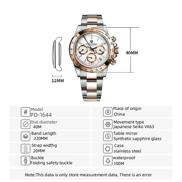 Or 1644 PAGANI DESIGN 2025 nouvelles montres pour hommes Top marque de luxe hommes montre-bracelet à Quartz hommes montre hommes chronographe étanche 4