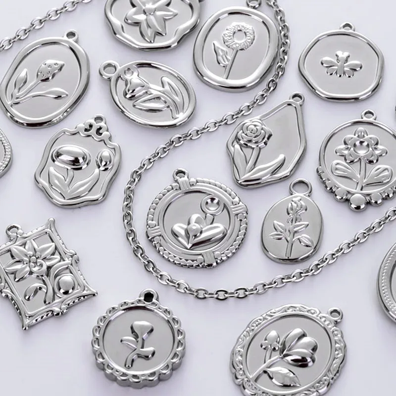 6 Stück/Set Edelstahl Tulpen-Rosen-Blumen-Anhänger für Schmuckherstellung, Halsketten, Ohrringe, DIY, Öltropfen, handgefertigte Anhänger, Materialien