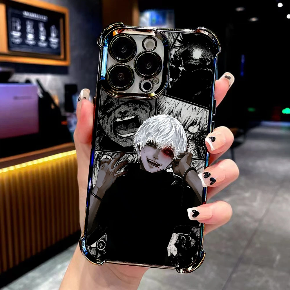 Stylish Anime Tokyo Ghoul Plating Phone Case with Anti-Fall Airbag Protection