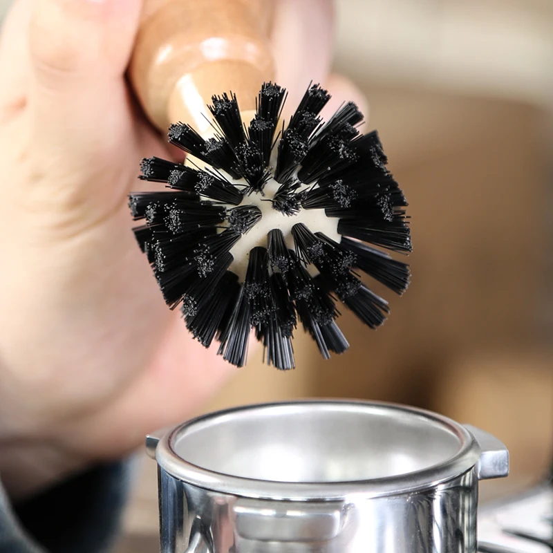 Espresso Coffee Cleaning Brush Brewing Head Small Wood Handle Coffee Powder Cleaning
