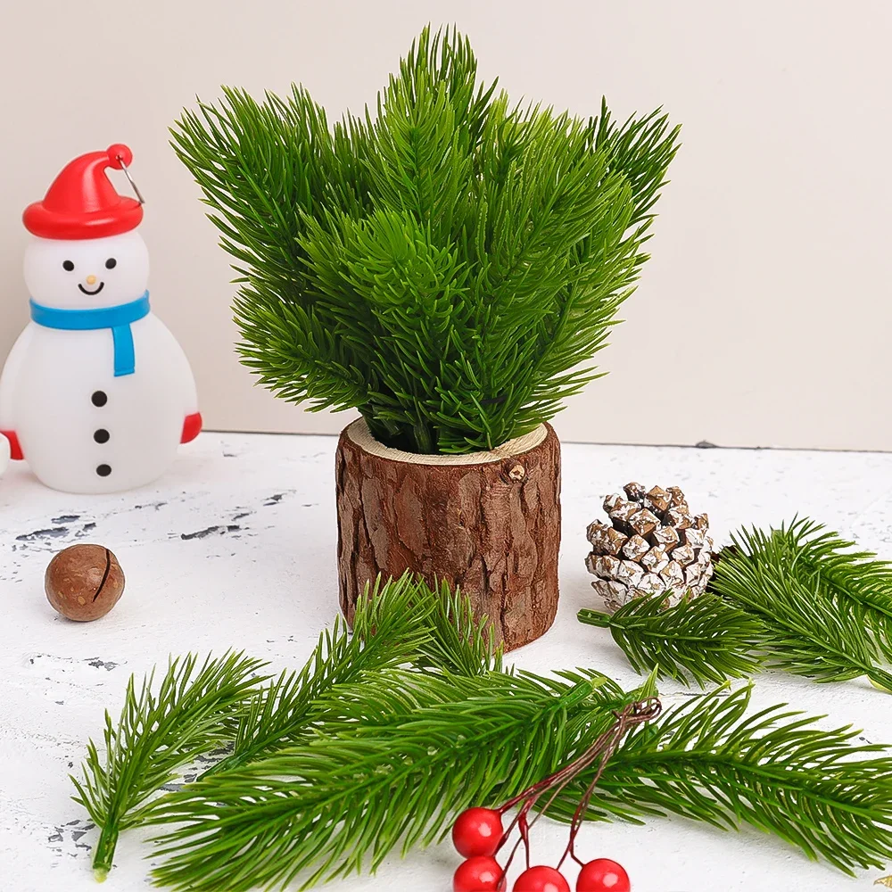 Description Picture 6 of item200/10Pcs Christmas Artificial Pine Needles Fake Pine Branches DIY Garland Green Leaves Plant Flowers Home Xmas Party Decoration