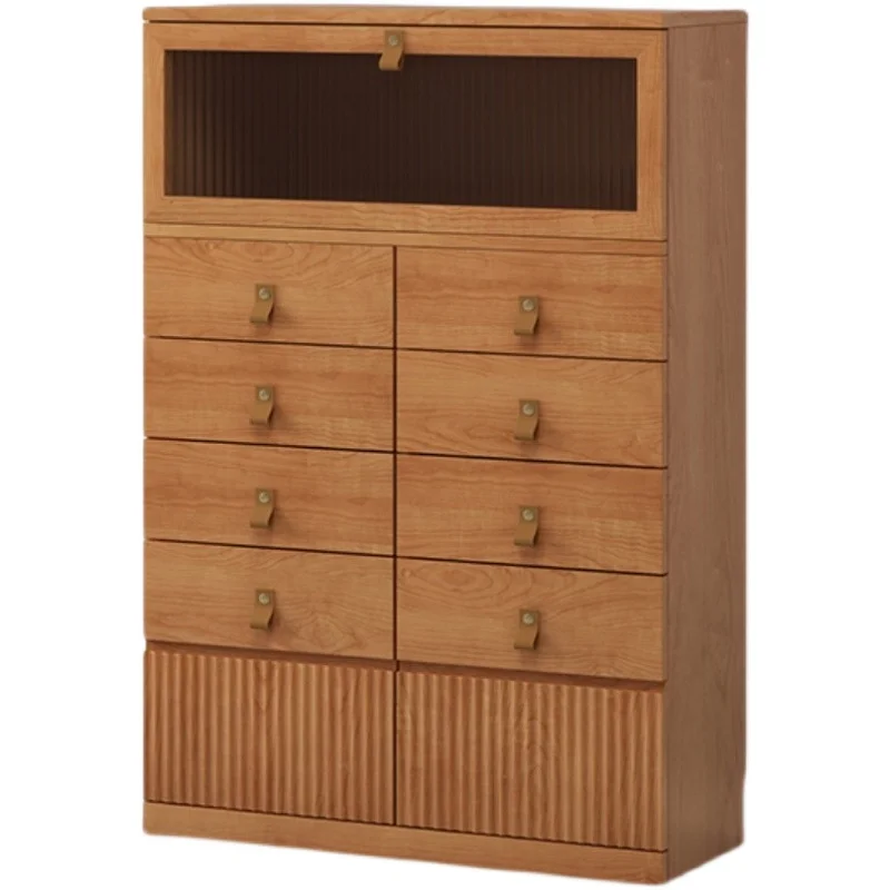 

Nordic Solid Wood Chest of Drawers Cherrywood Locker Bedroom Storage Small Apartment Living Room Locker Ten Chest of Drawers