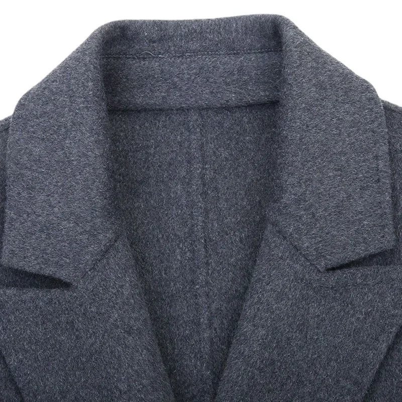 Men's Extra Long Double Row Woolen Coat Thickened For Winter Casual Scene Regular Style Other Type Trench