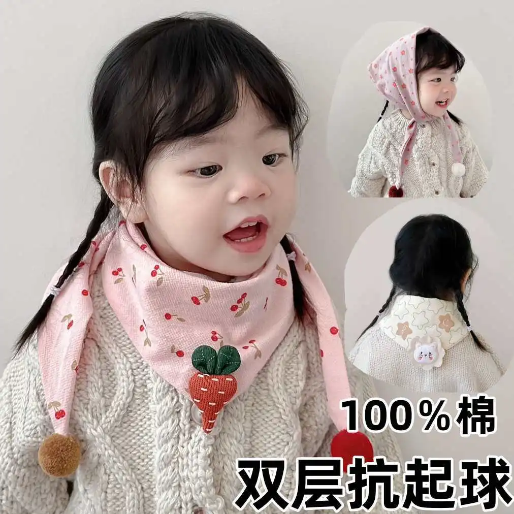 Children's Warm Scarf Baby Triangle Scarf Baby New Autumn And Winter Neck Cover Girl Windproof Boy Neck 24W013
