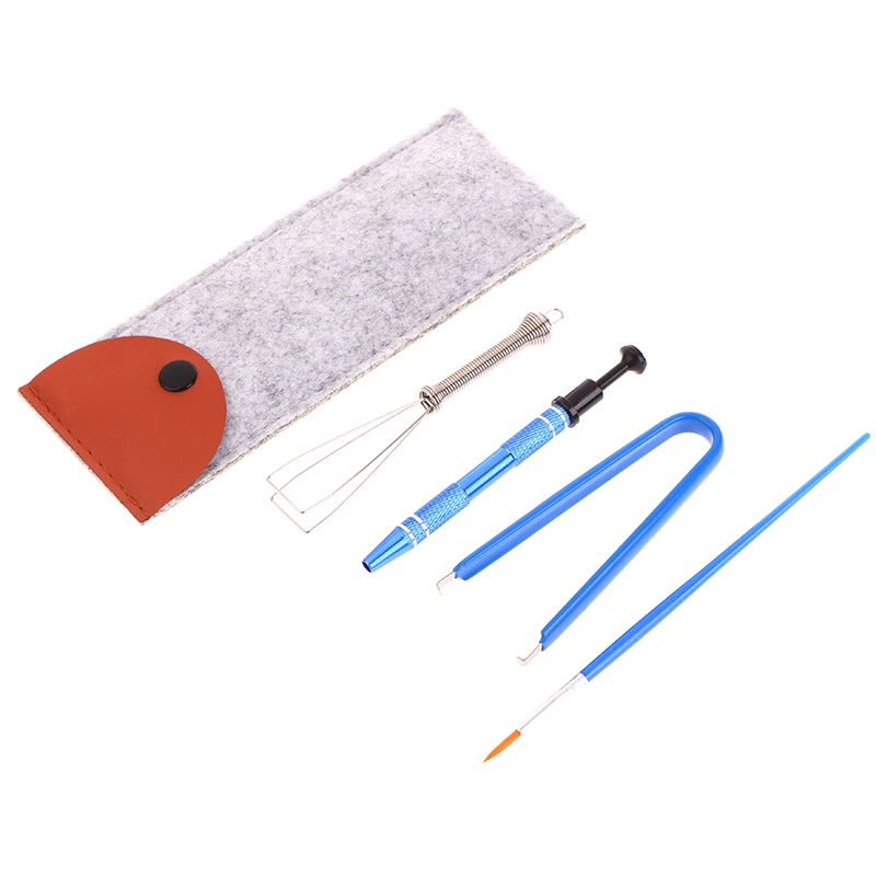 4pcs/set Lube Brush Tweezer Switch Stem Holder Lube Tool Collection For Mechanical Keyboard With Bag 6
