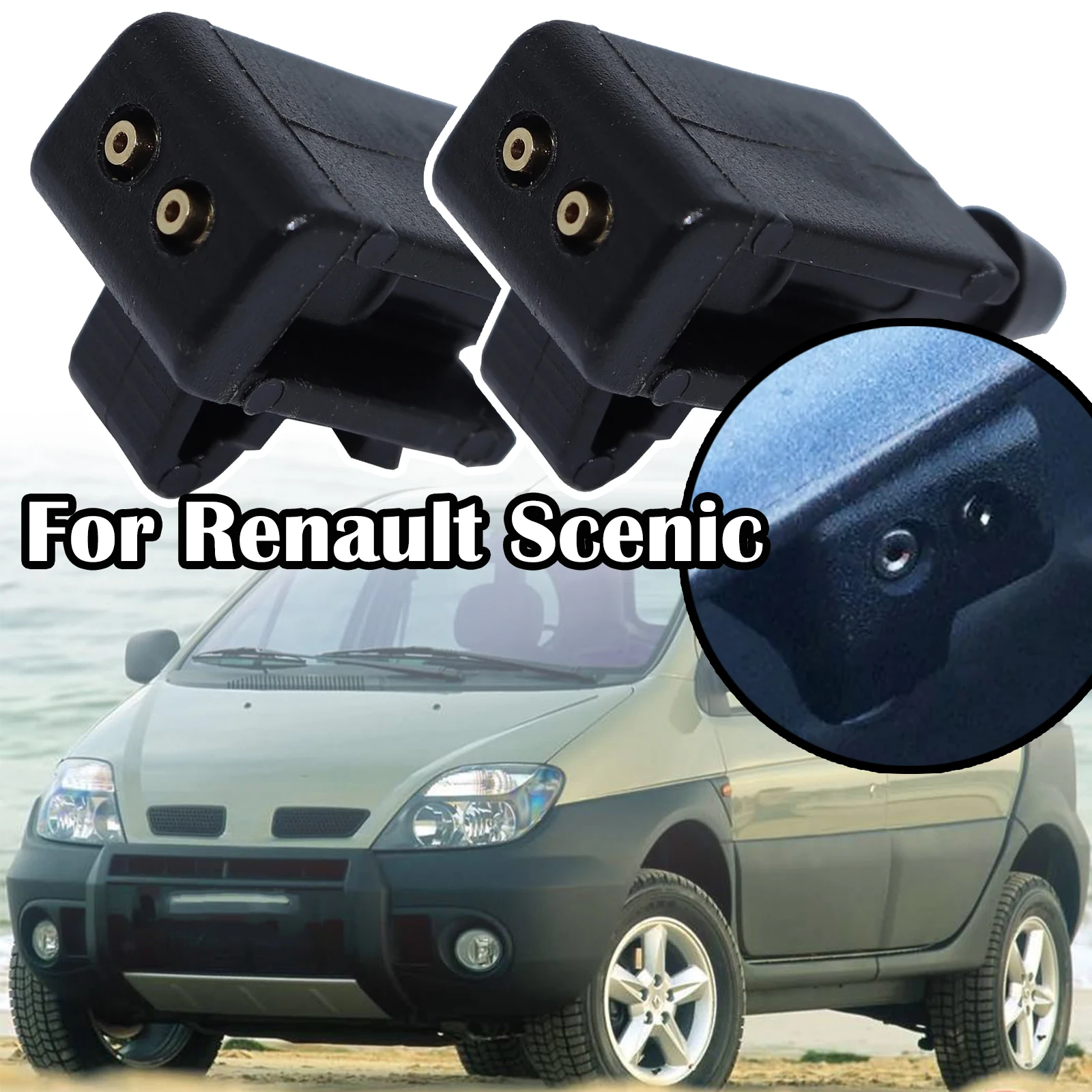 

2x For Renault Scenic 2 MK2 Laguna 3 Mk3 2007 - 2015 Fluence Front Windscreen Wiper Window Washer Jet Nozzle Spray Replacement